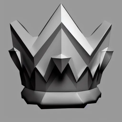 Image similar to low polygon gemstone that shaped like a low polygon face wearing a crown, 3 d render