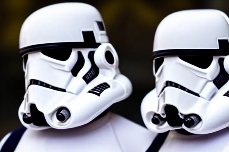 Image similar to stormtroopers hair on top of helmet