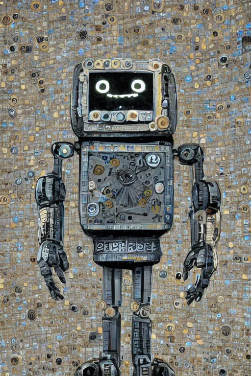 Image similar to a robot made of clocks, painted by wally wood and matt jefferies, trending on artstation, bright macro view pixar, award - winning, blueprint, chillwave, realism
