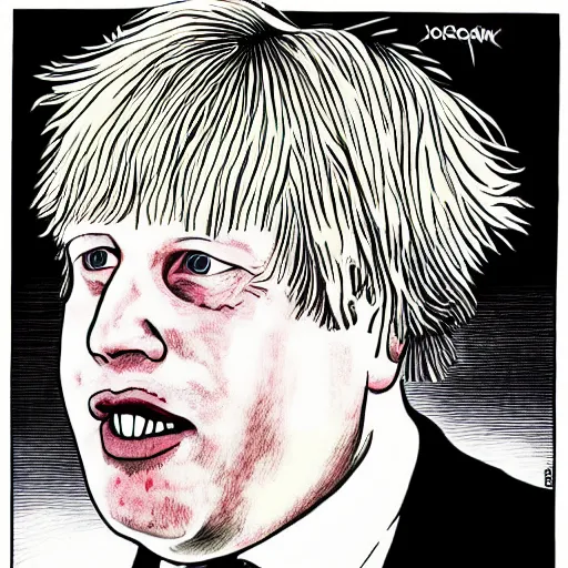 Prompt: Boris Johnson by Junji Ito