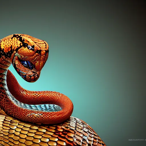 Image similar to A photo-real delicate sculpture of an ornate detailed snake in front of a intricate background by AJ Fosik, micro detail, backlit lighting, octane renderer, colorful, physically based rendering, tribal art, trending on cgsociety