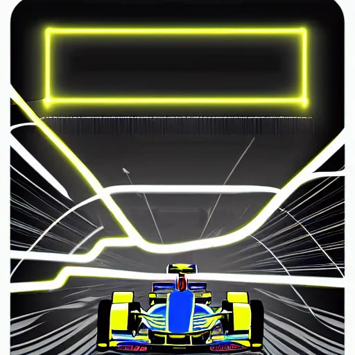 Image similar to formula 1 car driving on a neon track digital art detailed intricate professional edition speed sensation