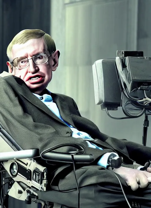 Image similar to Stephen Hawking in fallout 4