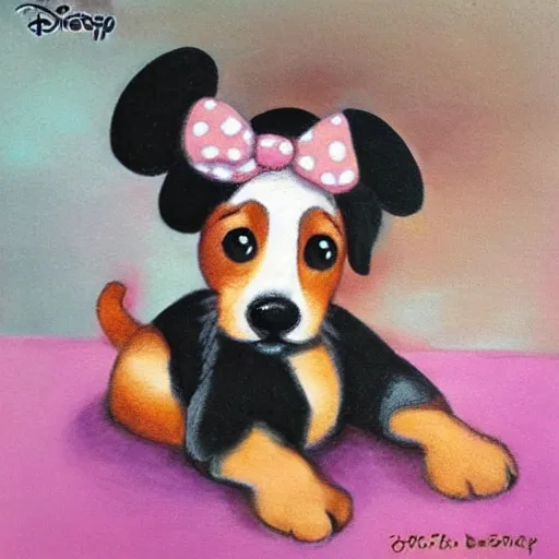 Image similar to a cute puppy in disney art