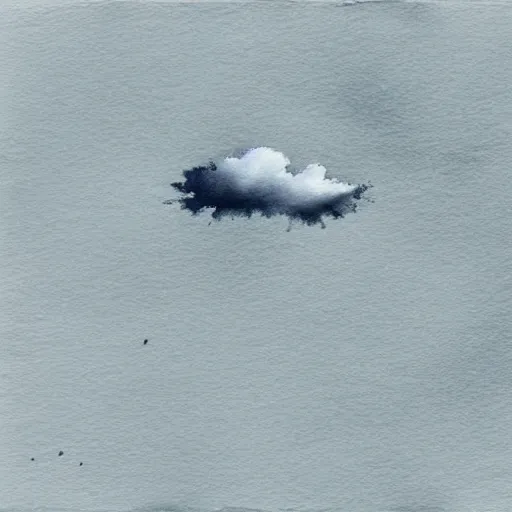 Prompt: high - angle view, from 1 0 0 0 feet in distance, vague uap interstellar vehicle on top of dramatic moody clouds in the sky, muted ink and pearlescent paint. watercolor. minimalist, detailed, muted colors. ue 5