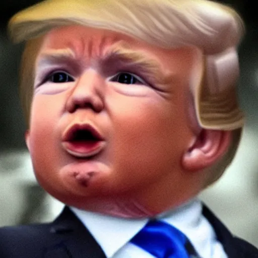 Image similar to donald trump dressed as a baby, hyper realistic, 4k