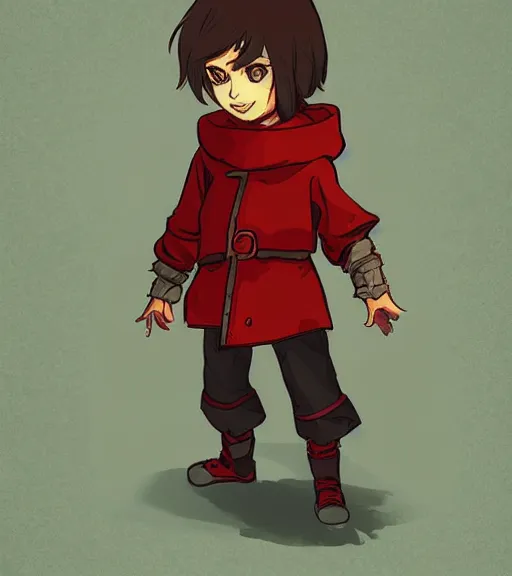 Prompt: attractive little boy character inspired in little red riding hood and kris from deltarune, digital artwork made by akihiko yoshida and makoto shinkai, anatomically correct, symmetrical