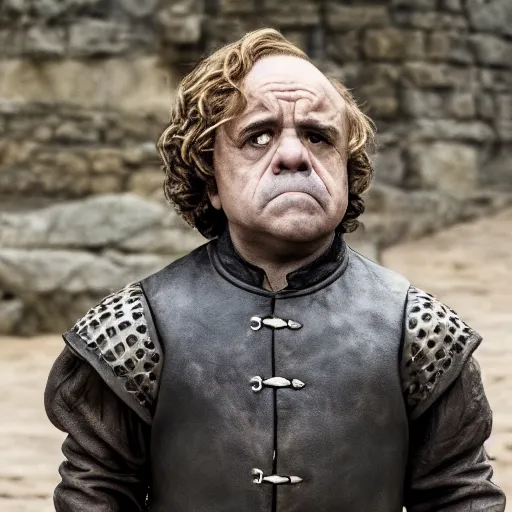 Prompt: Danny DeVito as Tyrion Lannister, still from Game of Thrones, tv show, detailed, 4K