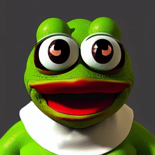 Prompt: 3 d render of pepe the frog