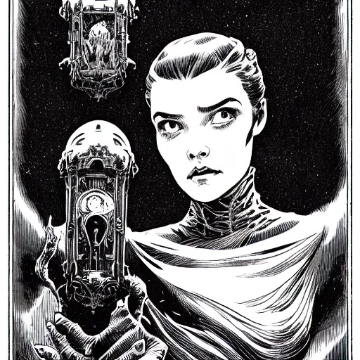 Image similar to portrait soft light, by bernie wrightson and jillian eng and joe fenton, inspired victorian sci - fi, etching, fine, sharp high detail,