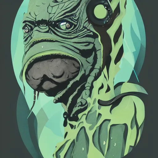 Prompt: Creature from the Black Lagoon picture by Sachin Teng, asymmetrical, dark vibes, Realistic Painting , Organic painting, Matte Painting, geometric shapes, hard edges, graffiti, street art:2 by Sachin Teng:4
