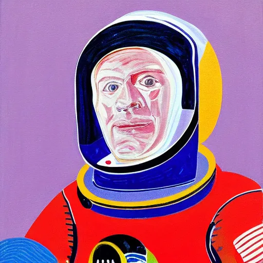 Image similar to Portrait painting of an astronaut by David hockney