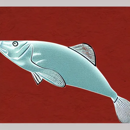 Prompt: halibut fish in formline art style native american