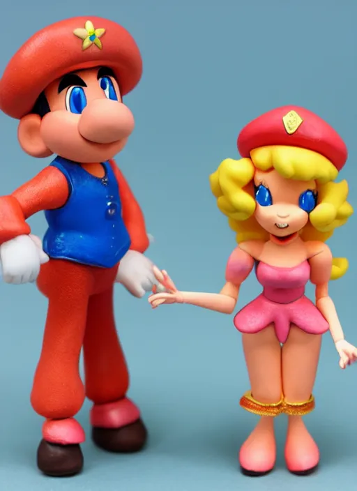 Image similar to claymation figure of princess peach