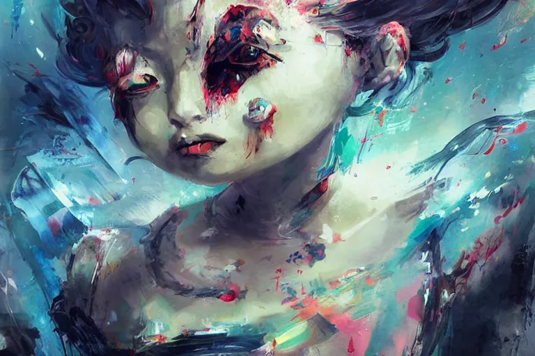 Image similar to artistic dirty art acrylic painting, paint brushstrokes and squeegeed dirty artwork, art by ross tran style reminiscent of illustrative children books, surreal, human figures, low tons colors, futuristic world leaders of terror 2 1 th century