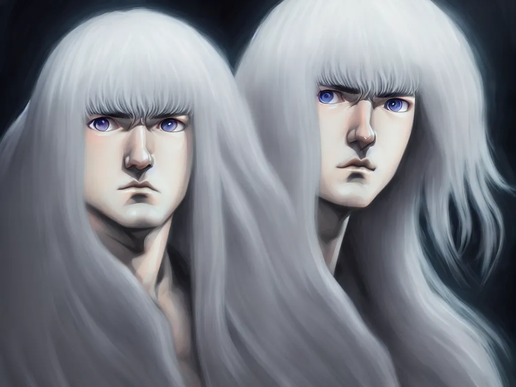 Image similar to portrait of griffith from berserk manga, highly detailed, digital painting, artstation, concept art, smooth and sharp focus