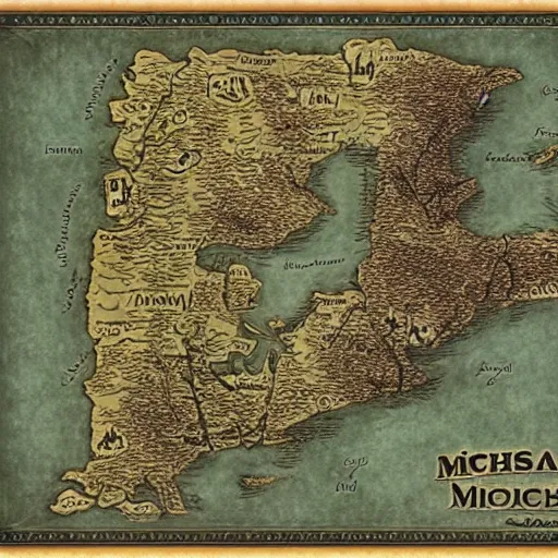 Image similar to map of michigan in middle earth