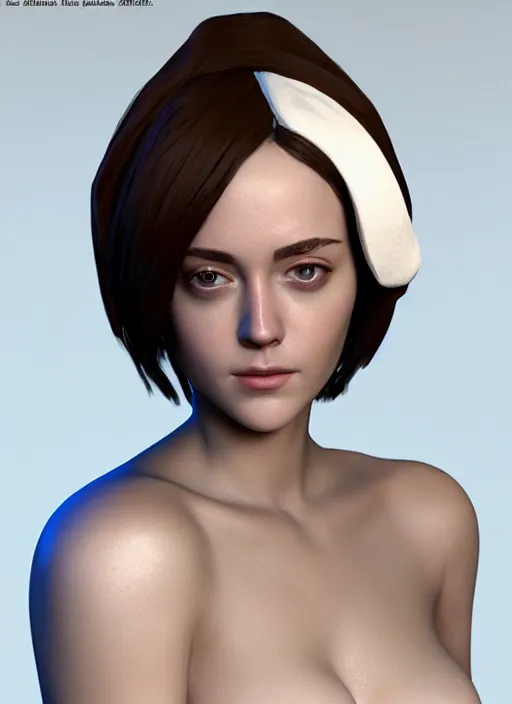 Image similar to beautiful portrait jena malone, beautiful girl, beautiful body, tranding by artstation, character artist, 8 1 5, mature content, zbrush, maya, substance 3 d painter, art by huaishen j, 2 d 3 d concept artist