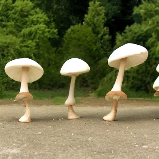 Image similar to anamorphic mushrooms dancing and having fun