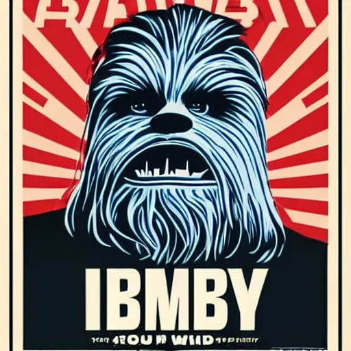 Prompt: chewbacca presidential election poster by sheperd fairey