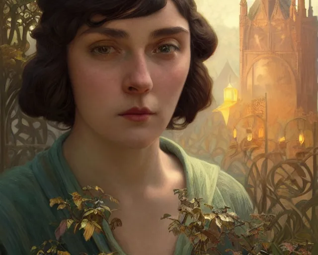 Image similar to photography of dora carrington, deep focus, d & d, fantasy, intricate, elegant, highly detailed, digital painting, artstation, concept art, matte, sharp focus, illustration, hearthstone, art by artgerm and greg rutkowski and alphonse mucha