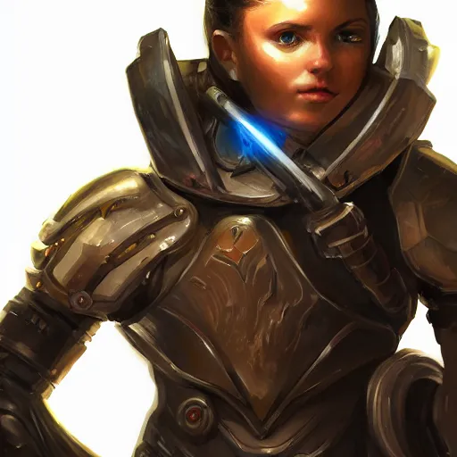 Image similar to portrait of an teenager in mechanized body armor with a glowing black laser sword, D&D, fantasy, elegant, hopeful, muscular, highly detailed, digital painting, artstation, concept art, smooth, sharp focus, illustration