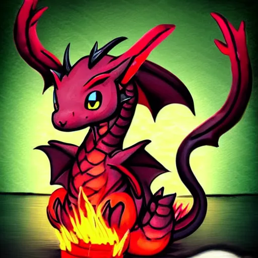 Image similar to the most cutest adorable happy picture of a dragon, tiny firespitter, kawaii, chibi style, Dra the Dragon, tiny red babdy dragon, adorably cute, enhanched, stuffed dragon, deviant adoptable, digital art Emoji collection