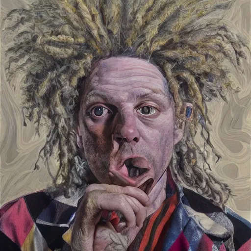 Image similar to high quality high detail painting by lucian freud, hd, buzz osborn portrait, king buzzo, melvins band