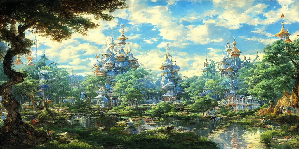 Image similar to Fantasy anime land by Ivan Shishkin