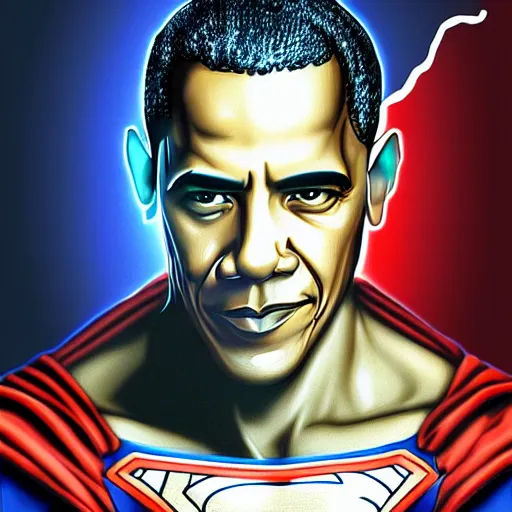 Prompt: obama dressed as superman , digital art , hyperdetailed , trending on artstation , matte painting , CGSociety , pinterest