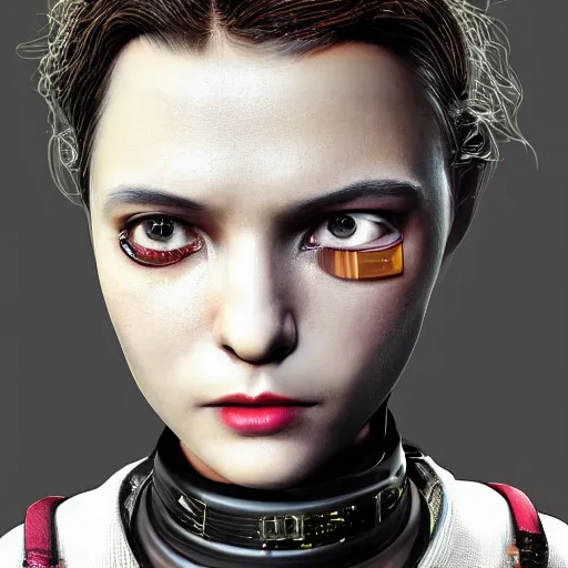 Image similar to detailed realistic female character cyberpunk wearing thick steel collar around neck, realistic, art, beautiful, 4K, collar, choker, collar around neck, punk, artstation, detailed, female, woman, choker, cyberpunk, neon, punk, collar, choker, collar around neck, thick collar, choker around neck, wearing choker, wearing collar,