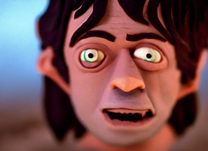 Prompt: cinematic screenshot cinestill portrait of a stop motion claymation film, the lord of the rings, shallow depth of field, 1 8 mm, f 1. 8, sharp details