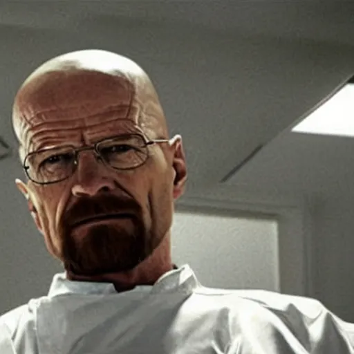 Prompt: walter white cooking meth for god