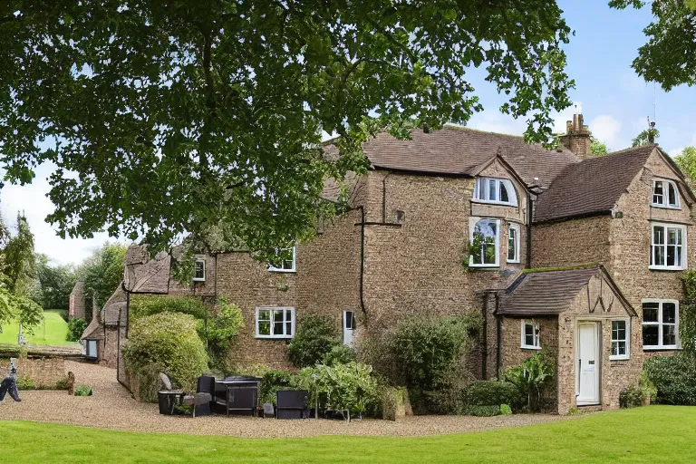 Prompt: Giger, an estate agent listing photo, external view of a 5 bedroom detached countryside house in the UK, by Giger