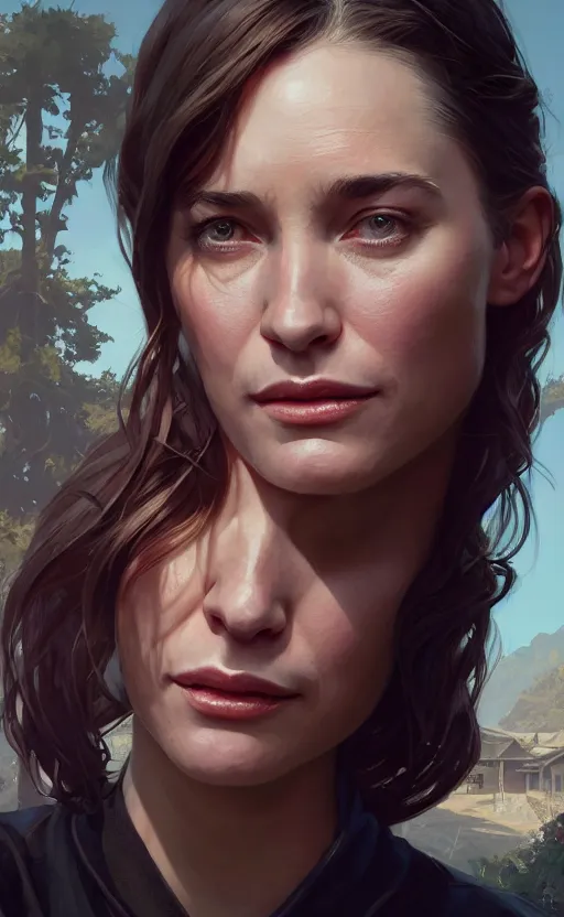 Image similar to highly detailed portrait young claire forlani in gta v, stephen bliss, unreal engine, fantasy art by greg rutkowski, loish, rhads, ferdinand knab, makoto shinkai and lois van baarle, ilya kuvshinov, rossdraws, tom bagshaw, global illumination, radiant light, detailed and intricate environment