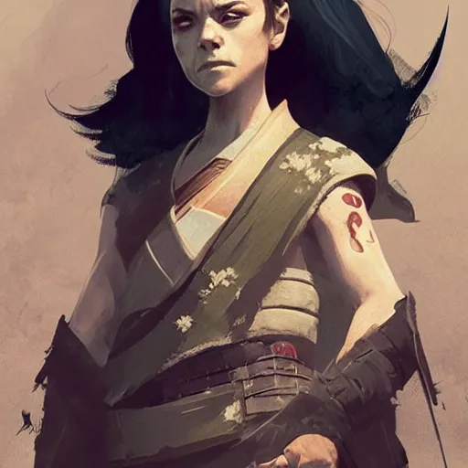 Prompt: Christina Ricci as an Samurai warrior, highly detailed, artstation, greg rutkowski and Frank Frazetta