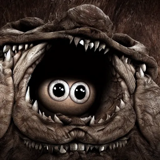 Image similar to A photograph of a monster looking out from under your bed, 4K UHD, amazing quality, scary