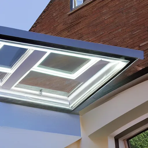 Image similar to roof skylight with led strip light surround, realistic, photography, home and garden, houzz, highly detailed, ledspace, 8k,