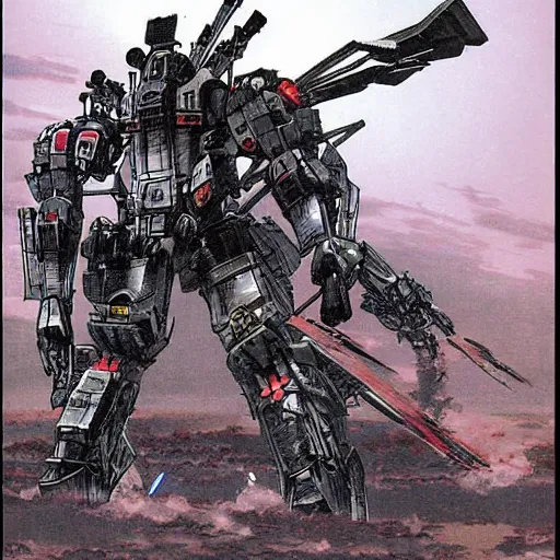 Image similar to mech by mamoru nagano, fivestarstory style,