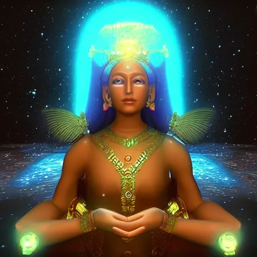 Image similar to “beautiful divine galaxy goddess deity made in unreal engine 4”