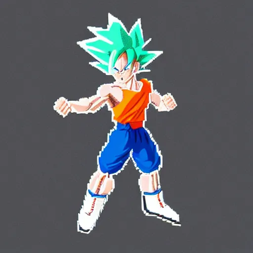 Image similar to goku dancing on ice skate in pixel art, 4 k