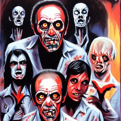 Image similar to a basil gogos painting of dawn of the dead