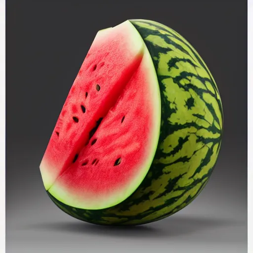 Image similar to a crossbreed between a watermelon and strawberry, by shaddy safadi, feng zhu, and john j. park, trending on artstation, zbrush, photorealistic details, intricately defined, comprehensive art, complexly detailed, professional photography, 4 k, 8 k