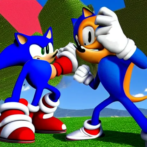 Image similar to sonic punching president barack obama