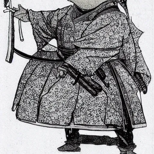 Image similar to mr toad as a samurai master. toad dressed as samurai. concept art by james gurney and mœbius.