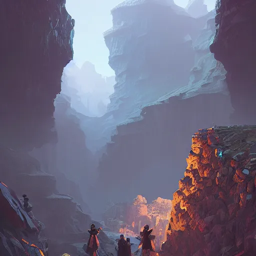 Prompt: view of the entrance to a dungeon of the gods at the base of an ancient mountain, realistic lighting, dark, foreboding, highly detailed, chaotic small details, behance hd, by rhads, makoto shinkai and lois van baarle, ilya kuvshinov, rossdraws, global illumination