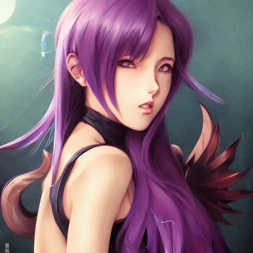 anime girl, hourglass slim figure, purple hair and | Stable Diffusion |  OpenArt