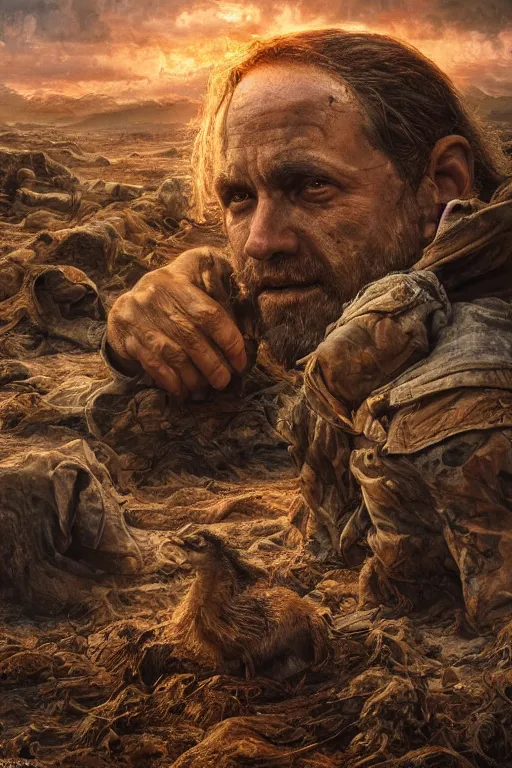 Prompt: The last day on earth, oil on canvas, intricate, portrait, 8k highly professionally detailed, HDR, CGsociety