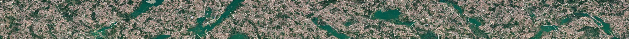 Image similar to satellite view of a town shaped like an alligator