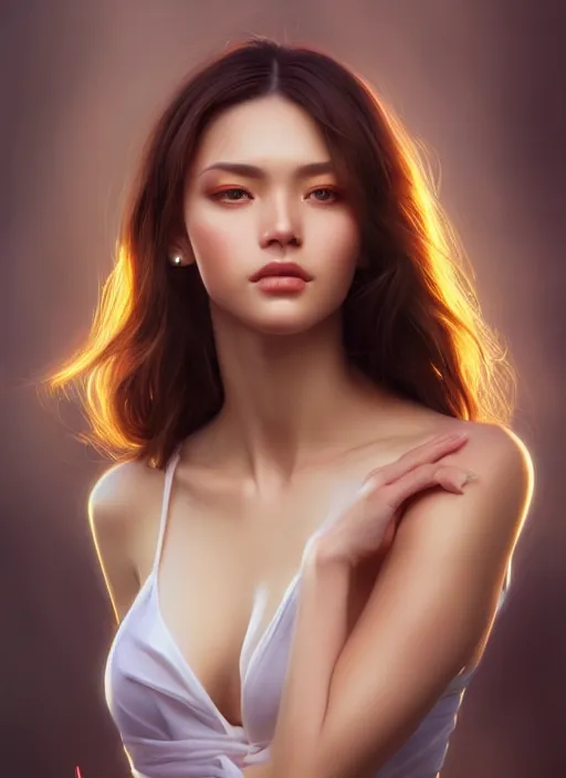 Image similar to photo of a gorgeous young woman in the style of stefan kostic, realistic, sharp focus, 8k high definition, insanely detailed, intricate, elegant, art by stanley lau and artgerm